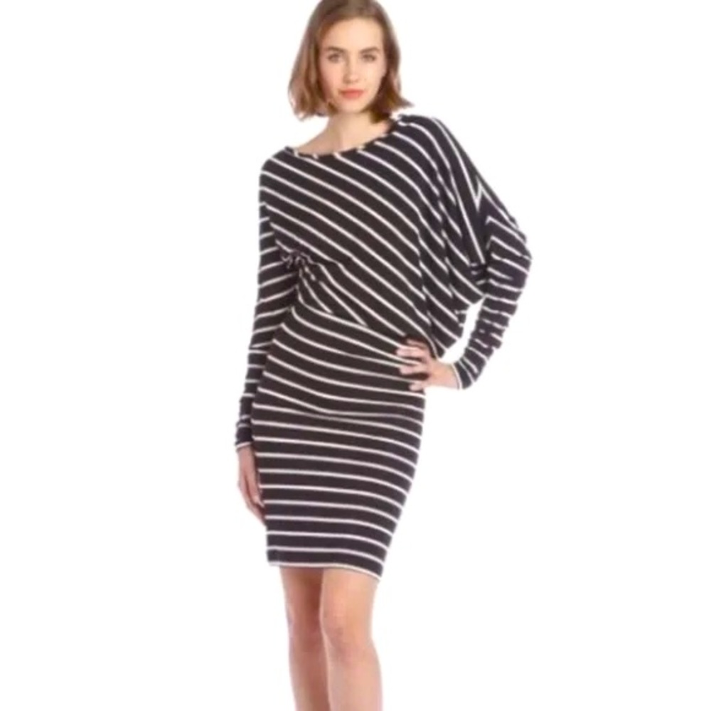 BCBGMaxAzria Striped Asymmetrical Jersey Dress